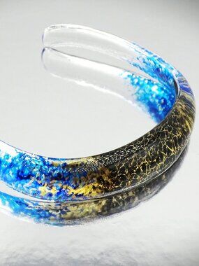 ALEXIS BITTAR OOAK Indigo Ink Blue Gold Black Clear Lucite Collar Necklace